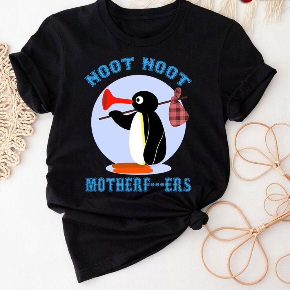 Pingu Noot Noot Motherf-cker Funny Graphic T-Shirt Meme Cartoon Humor Fan Shirt